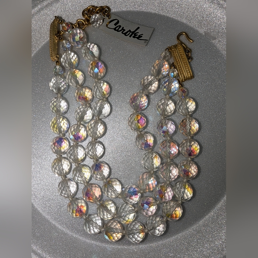 NOS EVC CAROLEE HEAVY IRIDESCENT CHOKER NECKLACE CHUNKY